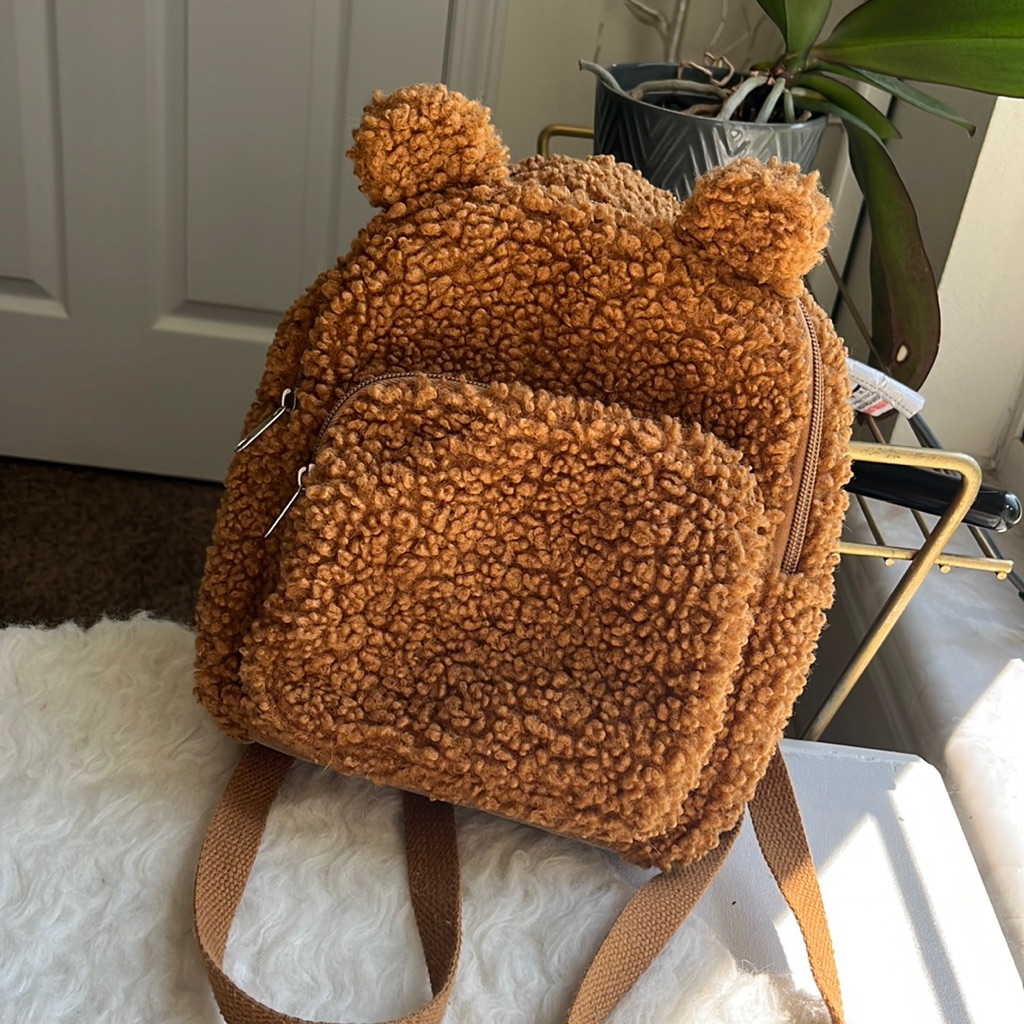 Fuzzy Teddy Bear Backpack
